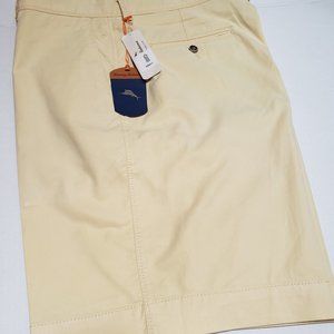 Tommy Bahama "Ashore Thing" Men's 9" Shorts Size 35 Yellow Straw Cotton Stretch